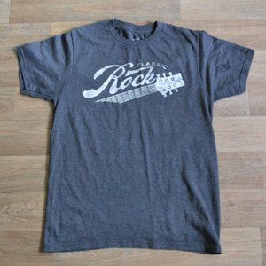 Classic Rock Guitar Graphic Gray Band T-shirt Short Sleeve Size Small